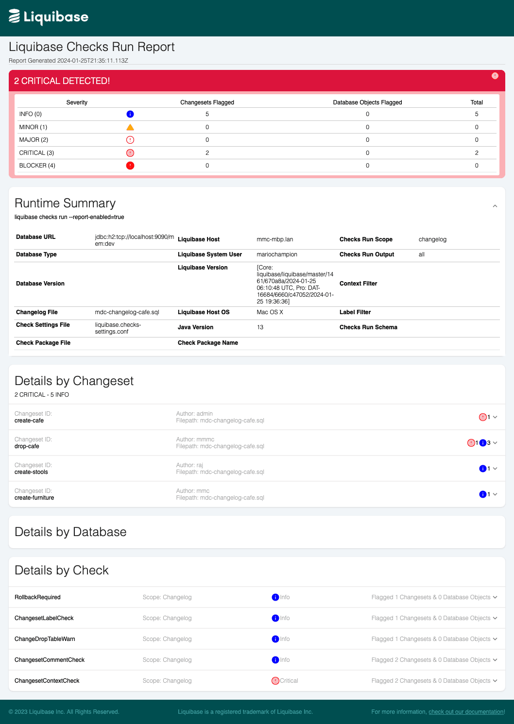 What is the checks report?