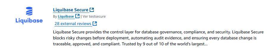 Purchase Liquibase with AWS 2 - Secure screenshot