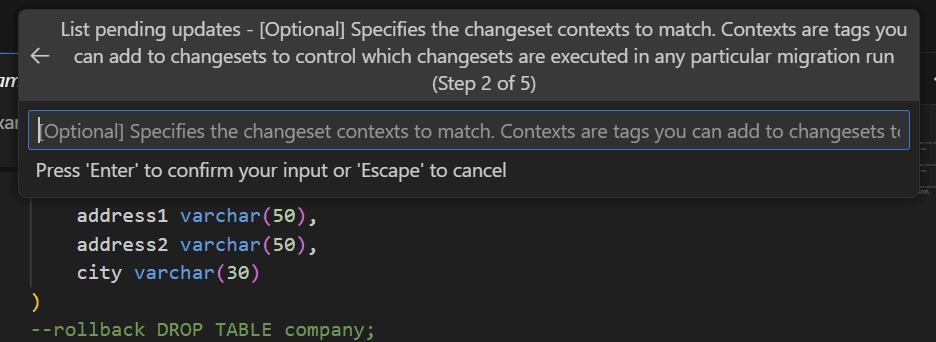 Specify changeset contexts in IDE