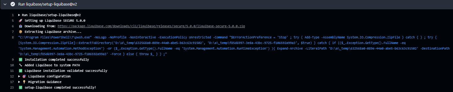 5.0 COMMUNITY/SECURE Set up your Liquibase GitHub Action - 9 - image component