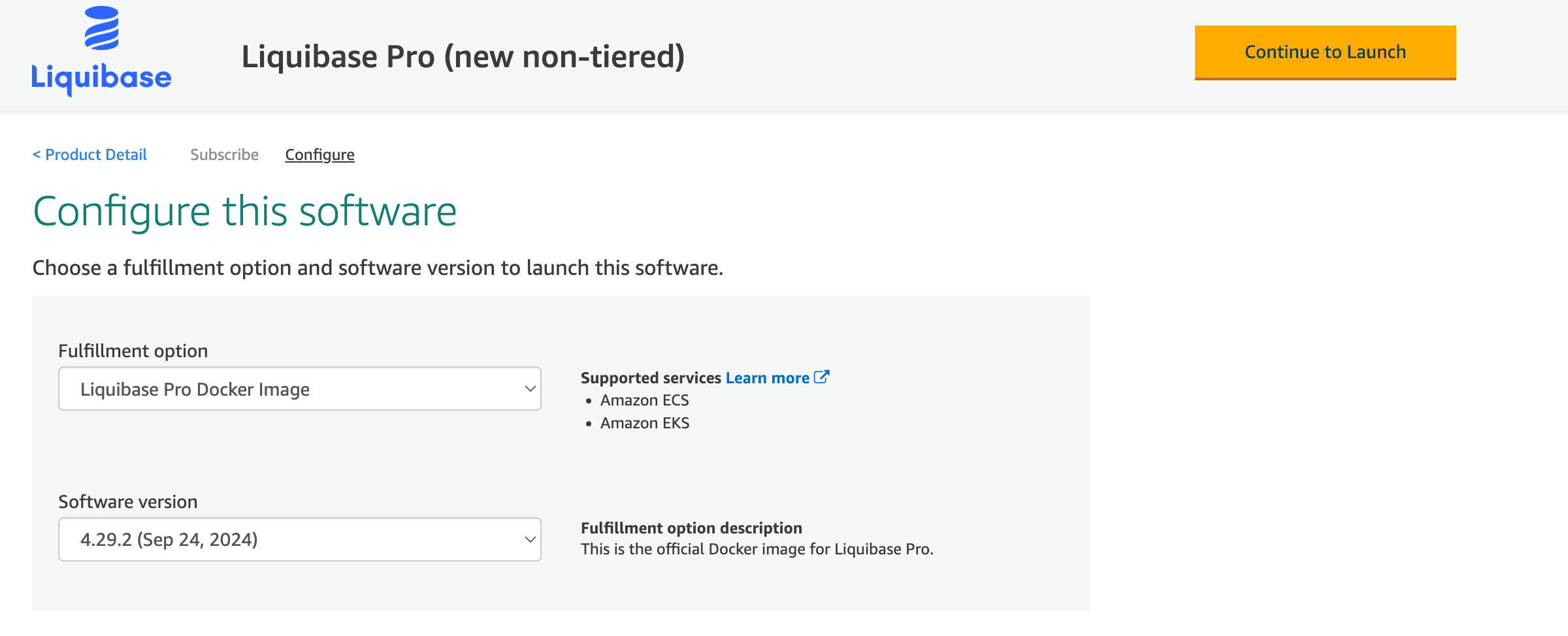 Purchase Liquibase on AWS6