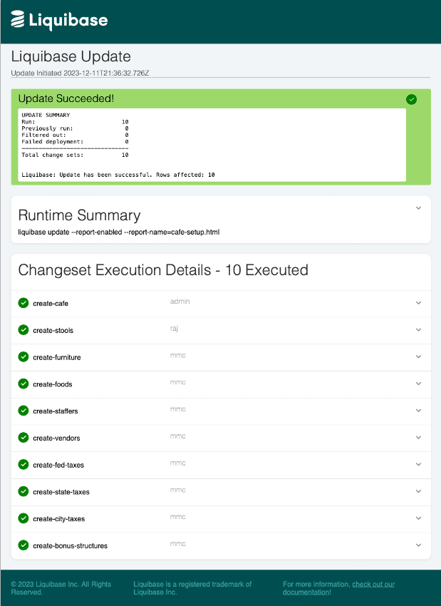 What is the update report?