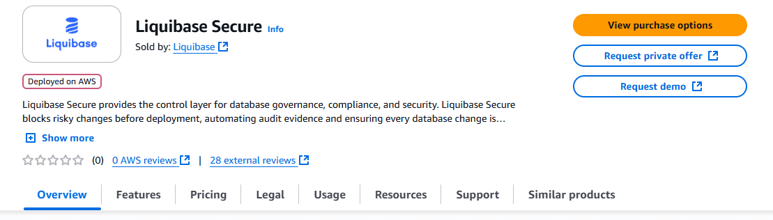 5.0 SECURE Purchase Liquibase Secure on AWS - Image with Tooltip (Secure rebrand)