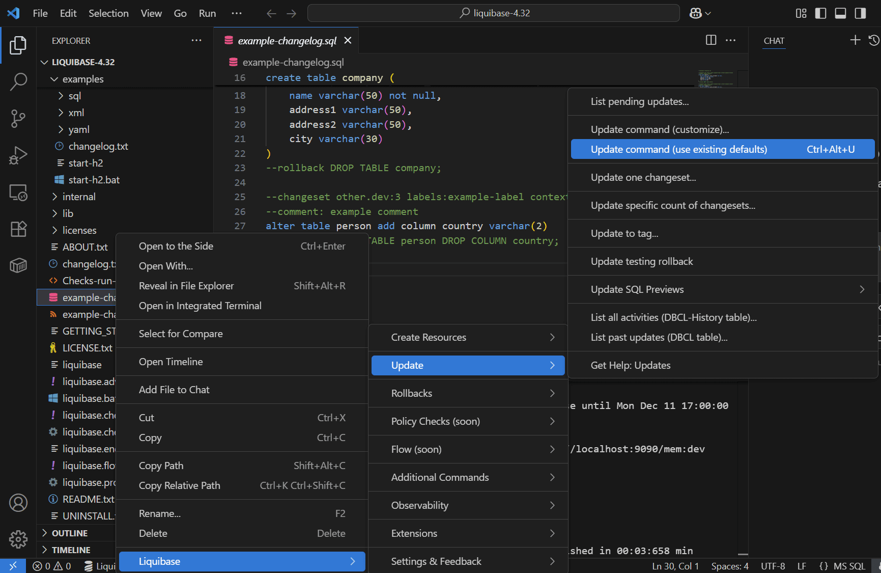 Update command use existing defaults
